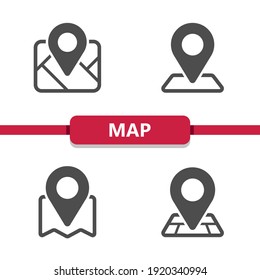 Mapa - Iconos GPS. Iconos profesionales y perfectos en píxeles. Formato EPS 10.