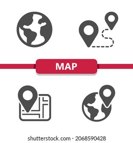 Mapa - Iconos GPS. Iconos profesionales y perfectos en píxeles. Formato EPS 10.