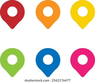 Map and gps or location symbols, colorful ui icons, navigation sign, here, map illustration, happy kid color