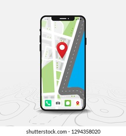 Map GPS navigation app ux ui concept, Mobile map application, Smartphone App search map navigation, Technology map, City navigation maps, City street, gps tracking, Location tracker, Vector