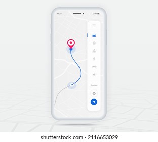 Map GPS navigation app ux ui concept, Mobile map application, Smartphone App search map navigation, Technology map, City navigation maps, City street, gps tracking, Location tracker, Vector