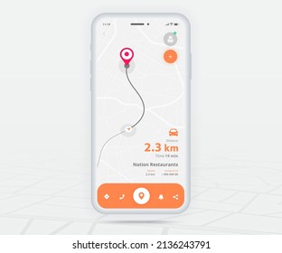 Map GPS navigation app ux ui concept, Mobile map application, Smartphone App search map navigation, Technology map, City navigation maps, City street, gps tracking, Location tracker, Vector