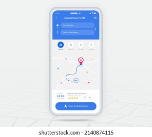 Map GPS navigation app ux ui concept, Mobile map application, Smartphone App search map navigation, Technology map, City navigate maps, City street, gps tracking, Location tracker, Vector illustration