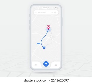 Map GPS navigation app ux ui concept, Mobile map application, Smartphone App search map navigation, Technology map, City navigate maps, City street, gps tracking, Location tracker, Vector illustration