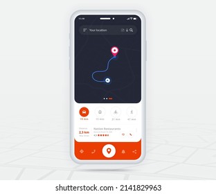 Map GPS navigation app ux ui concept, Mobile map application, Smartphone App search map navigation, Technology map, City navigate maps, City street, gps tracking, Location tracker, Vector illustration