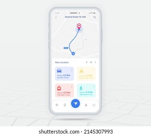 Map GPS navigation app ux ui concept, Mobile map application, Smartphone App search map navigation, Technology map, City navigate maps, City street, gps tracking, Location tracker, Vector illustration