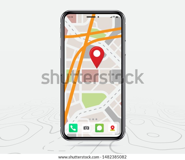 Map GPS navigation app ux ui concept, Mobile map\
application, Smartphone App search map navigation, Technology map,\
City navigation maps, City street, gps tracking, Location tracker,\
Vector