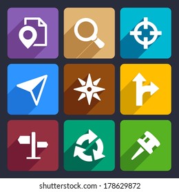 Map, GPS and Navigation  Flat Icons Set 45