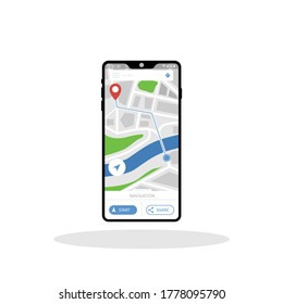 Map GPS navigation in flat style. Phone application for navigate symbol for your web site design, logo, app, UI Vector EPS 10.	