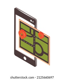 map and gps navigation location mobile isometric