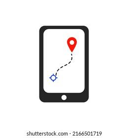 Map gps navigation in mobile phone. Online application of direction on map for car in smartphone screen.