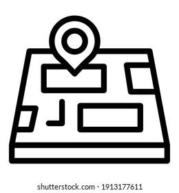 GPS-Pin-Symbol zuordnen. Rahmenplan-GPS-Pin, Vektorsymbol für Webdesign einzeln auf weißem Hintergrund