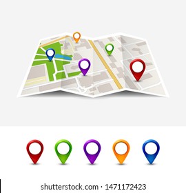 Map gps pin icon vector road. Travel home city street marker. Navigation gps illustration.