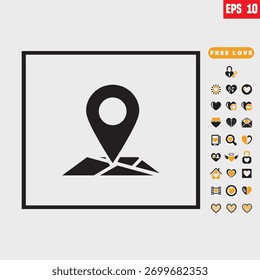 Map with GPS pin, Navigation and direction icon, design for website, app, UI, isolated on white background. EPS 10 vector illustration