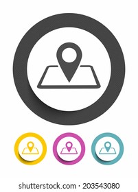 Map with gps pin sign icon