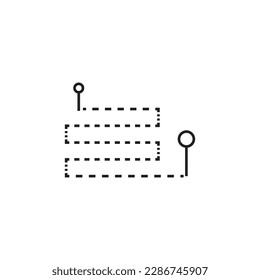 Map with GPS pointer, travel concept one line drawing, Map of the navigation path, route between two landmarks. pixel perfect and editable outline icon gps navigator vector illustration design