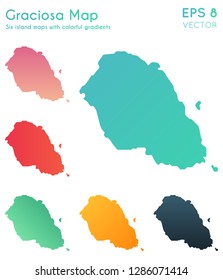 Map of Graciosa with beautiful gradients. Appealing set of Graciosa maps. Pretty vector illustration.