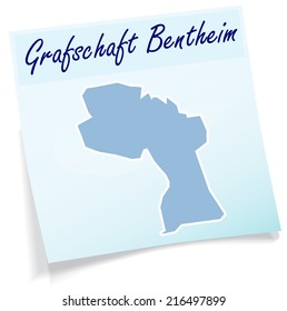 Map of Grafschaft-Bentheim as sticky note in blue