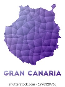 Mapa de Gran Canaria. Baja ilustración policial de la isla. Diseño geométrico púrpura. Ilustración vectorial poligonal.