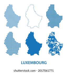 map of Grand Duchy of Luxembourg - vector set of silhouettes in different patterns