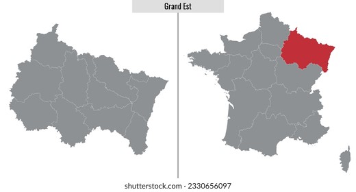 map of Grand Est region of France and location on French map