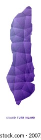Map of Grand Turk Island. Low poly illustration of the island. Purple geometric design. Polygonal vector illustration.