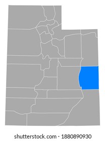 Map of Grand in Utah on white