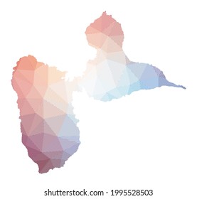 Map of Grande-Terre. Low poly illustration of the island. Geometric design with stripes. Technology, internet, network concept. Vector illustration.