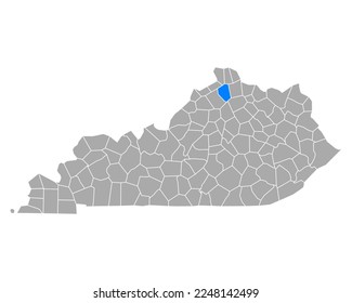 Map of Grant in Kentucky on white