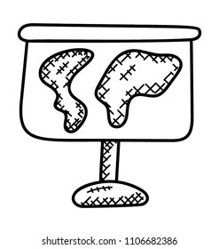 
A map graphic on a stand depicting the concept of world map. 

