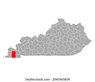 Map of Graves in Kentucky on white