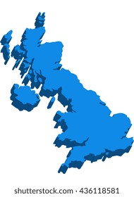 A map of Great Britain 3D on white background