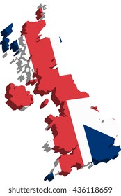 A map of Great Britain 3D on white background