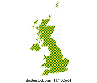 Map of Great Britain in checkerboard pattern