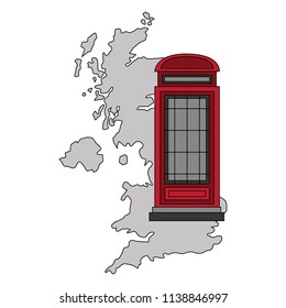 map great britain with classic telephone booth