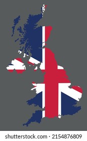 Mapa de Gran Bretaña con la cartografía de la europa de bandera