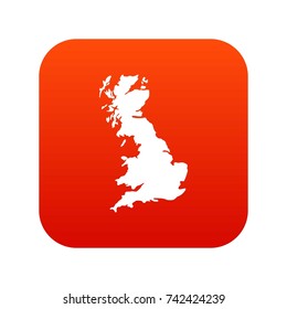 Map of Great Britain icon digital red for any design isolated on white vector illustration