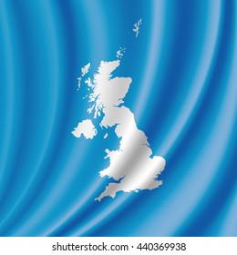 map of great britain isolated on blue waving flag