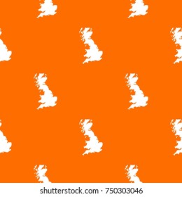 Map of Great Britain pattern repeat seamless in orange color for any design. Vector geometric illustration