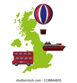 map great britain with set icons