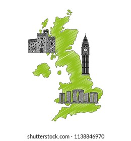 map great britain with set icons