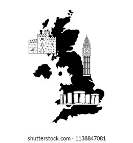 map great britain with set icons