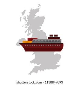 map great britain with ship boat icon