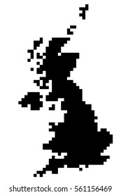 Map Of Great Britain. Silhouette of great Britain in the form of pixel images of low resolution. Original abstract vector illustration.