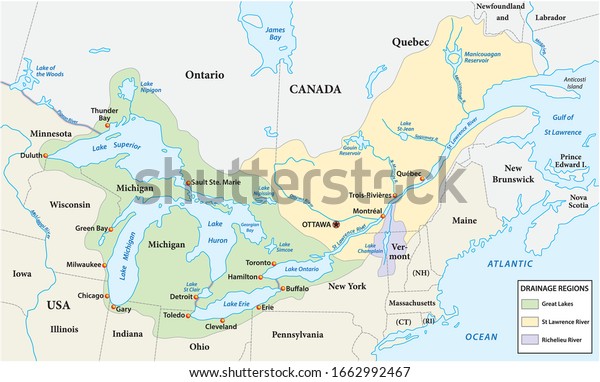 St Lawrence River On Map Of Canada Map Great Lakes St Lawrence River Stock Vector (Royalty Free) 1662992467 |  Shutterstock