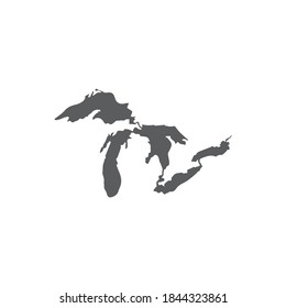 map of the great lakes. vector silhouette