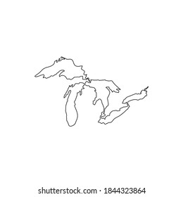 map of the great lakes. vector silhouette