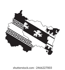 Map of Greater East province with its official flag in white and black color. Vector illustration