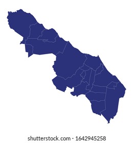 map of Greater Fortaleza is Metropolitan area of Brazil with borders of the municipalities