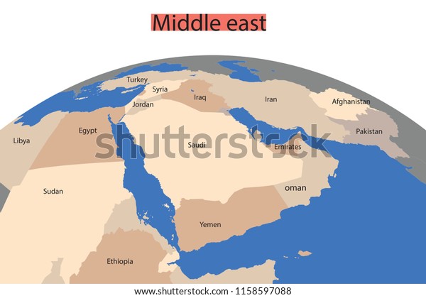Map Greater Middle East Arab World Stock Vector Royalty Free